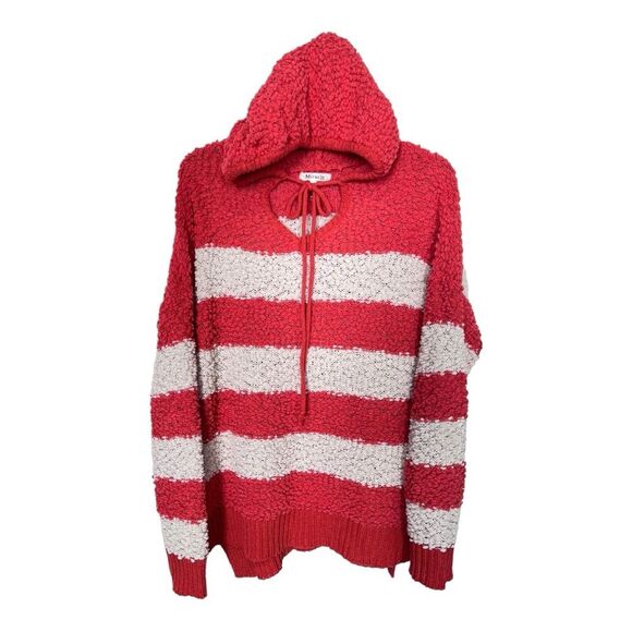 Miracle | Stripe Popcorn Orange White Fall Autumn Sweater S/M - Picture 3 of 8